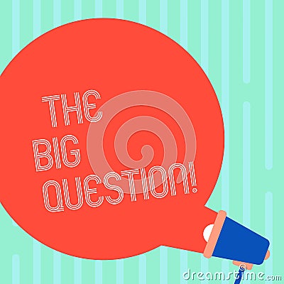 Word writing text The Big Question. Business concept for great matter that requiring resolution or discussion Blank Stock Photo