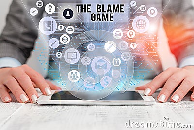 Word writing text The Blame Game. Business concept for A situation when showing attempt to blame one another. Stock Photo