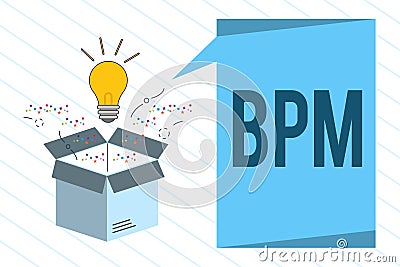 Word writing text Bpm. Business concept for Discipline of improving a business process Executing improvements Stock Photo