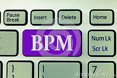 Word writing text Bpm. Business concept for Discipline of improving a business process Executing improvements Stock Photo