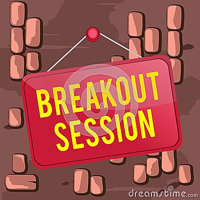 Word writing text Breakout Session. Business concept for workshop discussion or presentation on specific topic Colored memo Stock Photo