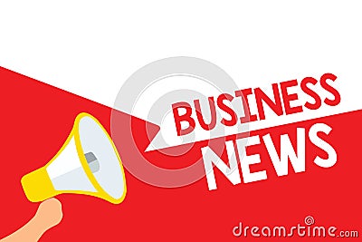 Word writing text Business News. Business concept for Commercial Notice Trade Report Market Update Corporate Insight Megaphone lou Stock Photo