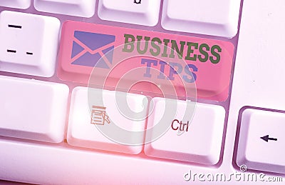 Word writing text Business Tips. Business concept for tricks or ideas on how to start or run a small business Stock Photo