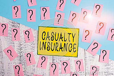 Word writing text Casualty Insurance. Business concept for overage against loss of property or other liabilities Stock Photo
