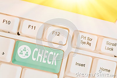 Word writing text Check. Business concept for Mark Click on a box in order to select a particular option on a form Stock Photo
