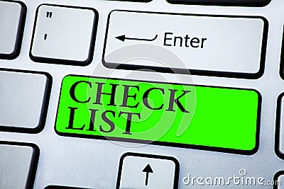 Word writing text Check List. Business concept for Items required Things to be done Points to be considered. Concept For Informati Stock Photo
