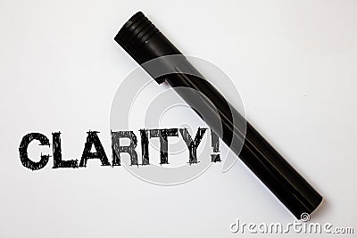 Word writing text Clarity. Business concept for Certainty Precision Purity Comprehensibility Transparency Accuracy Ideas messages Stock Photo