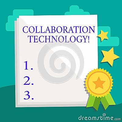 Word writing text Collaboration Technology. Business concept for joint efforts work groups to accomplish task White Stock Photo