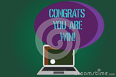 Word writing text Congrats You Are Win. Business concept for Congratulations for your accomplish competition winner Stock Photo