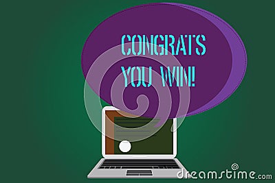 Word writing text Congrats You Win. Business concept for Congratulations for your accomplish competition winner Stock Photo