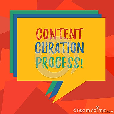 Word writing text Content Curation Process. Business concept for Gathering information relevant to particular topic Stack of Stock Photo