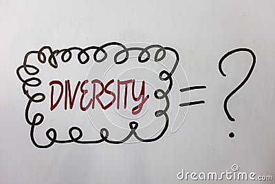 Word writing text Diversity. Business concept for Being Composed of different elements Diverse Variety Multiethnic Ideas messages Stock Photo