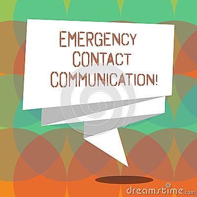 Word writing text Emergency Contact Communication. Business concept for Notification system or plans during crisis Stock Photo