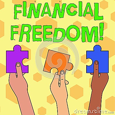 Word writing text Financial Freedom. Business concept for make big life decisions without being stressed about money Stock Photo