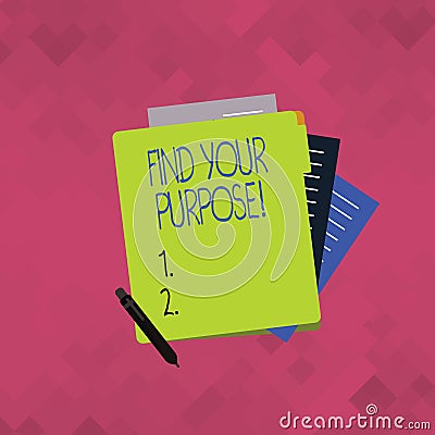 Word writing text Find Your Purpose. Business concept for reason for something is done or for which still exists Stock Photo