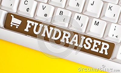 Word writing text Fundraiser. Business concept for demonstrating whose job or task is seek financial support for charity Stock Photo