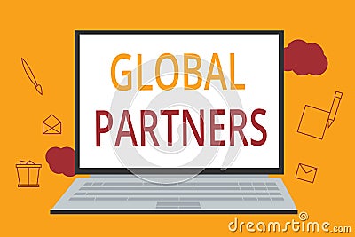 Word writing text Global Partners. Business concept for Two or more firms from different countries work as a team Stock Photo