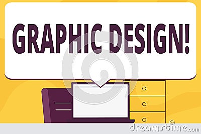 Word writing text Graphic Design. Business concept for Art of combining Text Images in advertising Blank Huge Speech Stock Photo