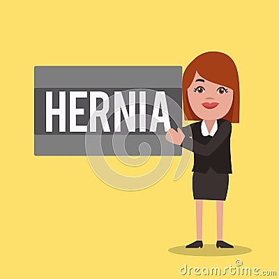 Word writing text Hernia. Business concept for Abnormal exit of tissue or an organ through the wall of the cavity Stock Photo