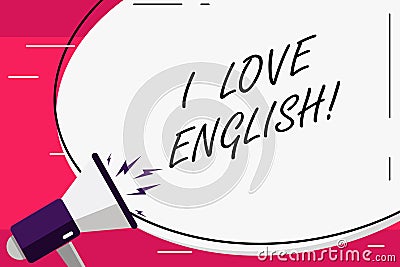 Word writing text I Love English. Business concept for To have affection for international language Grammar. Stock Photo