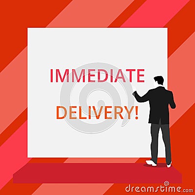 Word writing text Immediate Delivery. Business concept for Send it Now Custom Procedure to dispose Promptly Back view Stock Photo