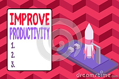 Word writing text Improve Productivity. Business concept for to increase the machine and process efficiency Ready to Stock Photo