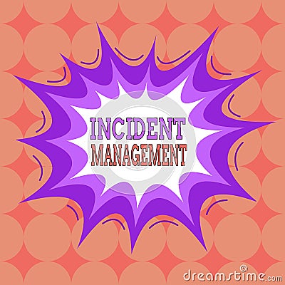 Word writing text Incident Management. Business concept for Activities of a company to identify and correct hazards Asymmetrical Stock Photo