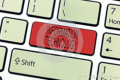 Word writing text Information Technology. Business concept for use Systems to Store Retrieve Transmit Send Data Stock Photo