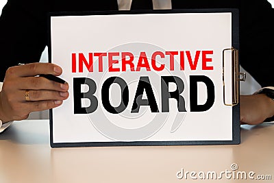 Word writing text Interactive Board. Business concept for standalone touchscreen computer used independently Paper Stock Photo