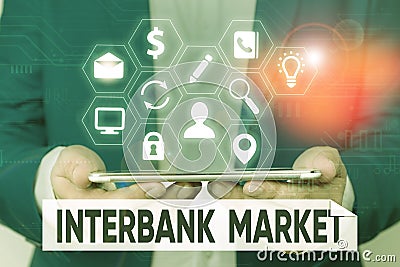 Word writing text Interbank Market. Business concept for forex market where banks exchange different currencies. Stock Photo