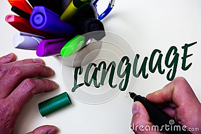 Word writing text Language. Business concept for Method of human communication Spoken Written Use Words Expression Artist study li Stock Photo