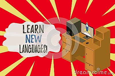 Word writing text Learn New Languages. Business concept for developing ability to communicate in foreign lang Working Stock Photo