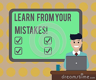 Word writing text Learn From Your Mistakes. Business concept for Take experience and advice from fails errors Blank Stock Photo