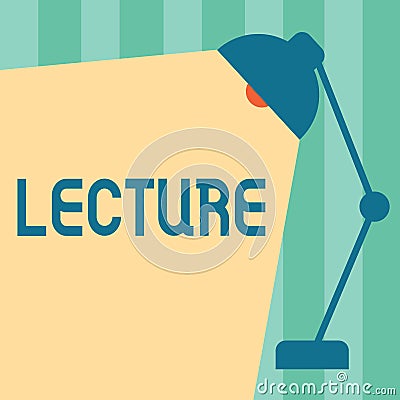 Word writing text Lecture. Business concept for Educational talk to students audience Long speech for teaching Stock Photo