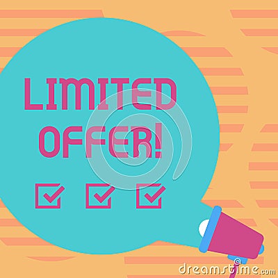 Word writing text Limited Offer. Business concept for Short time special clearance Price Reduction Blank Round Color Stock Photo