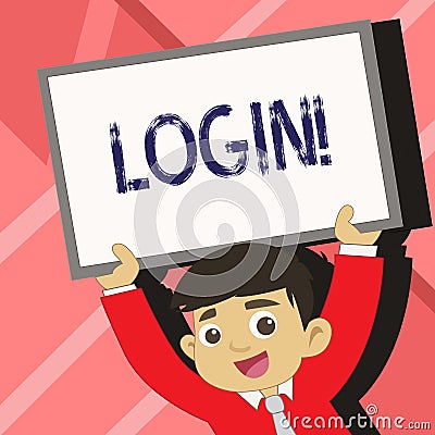 Word writing text Login. Business concept for Act of entering into a computer database or system Starting session Young Stock Photo
