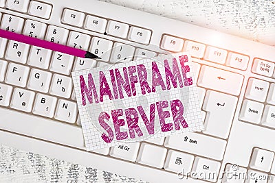 Word writing text Mainframe Server. Business concept for designed for processing large amounts of information White Stock Photo