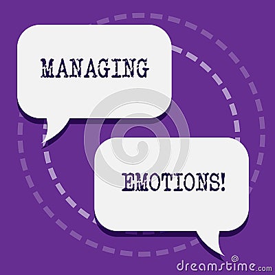 Word writing text Managing Emotions. Business concept for ability be open to feelings and modulate them in oneself Two Stock Photo