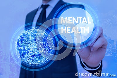 Word writing text Mental Health. Business concept for demonstratings condition regard to their psychological well being Elements Stock Photo