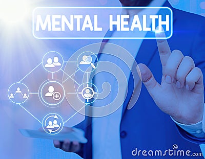 Word writing text Mental Health. Business concept for demonstratings condition regard to their psychological well being Stock Photo
