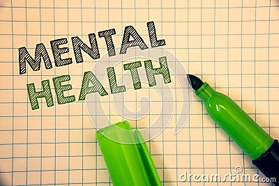 Word writing text Mental Health. Business concept for Psychological and Emotional Condition Wellbeing of a person Stock Photo