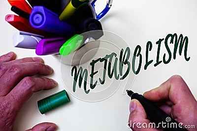 Word writing text Metabolism. Business concept for Chemical processes in body to produce energy food processing Artist study libra Stock Photo