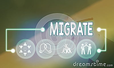 Word writing text Migrate. Business concept for to move or travel from one country place or locality to another Stock Photo