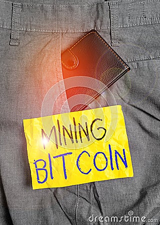 Word writing text Mining Bitcoin. Business concept for processing of transactions in the digital currency system Small little Stock Photo