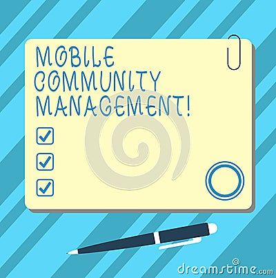 Word writing text Mobile Community Management. Business concept for building relationships with online community Blank Square Stock Photo