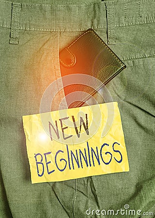 Word writing text New Beginnings. Business concept for fresh look at the future and wonderful possibilities it holds Small little Stock Photo
