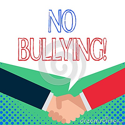 Word writing text No Bullying. Business concept for stop aggressive behavior among children power imbalance Just two men Stock Photo