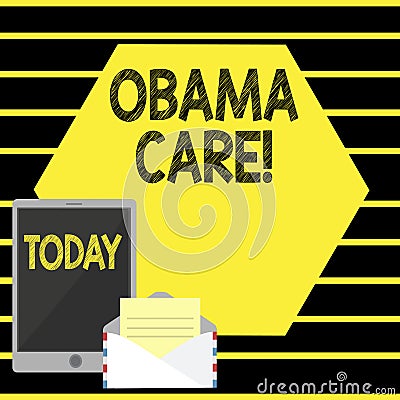 Word writing text Obama Care. Business concept for Government Program of Insurance System Patient Protection. Editorial Stock Photo