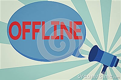 Word writing text Offline. Business concept for Not having directly connected to a computer or external network Megaphone make an Stock Photo