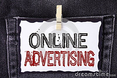 Word writing text Online Advertising. Business concept for website campaigns Ads electronic marketing SEO Reaching written on Whit Stock Photo